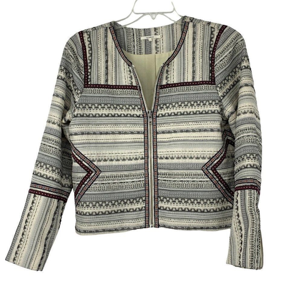 Tularosa Womens Crop Boho Geo Pattern Jacket Blazer size Large Zip Lined 3476